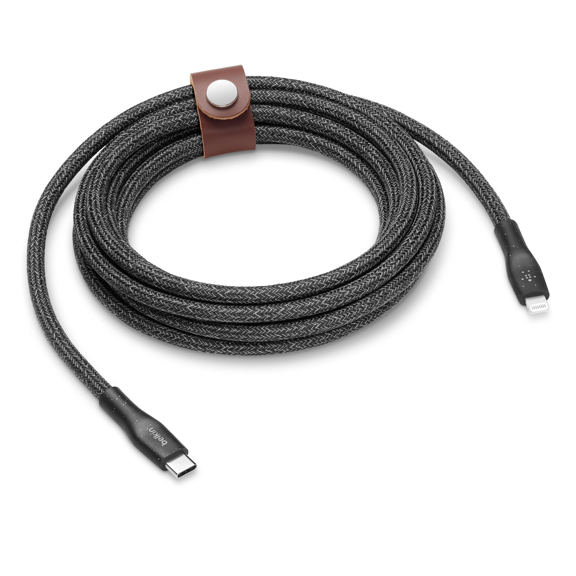 USB-C kabel s Lightning konektorem Belkin BOOST CHARGE + řemínek (3m) - ČERNÝ