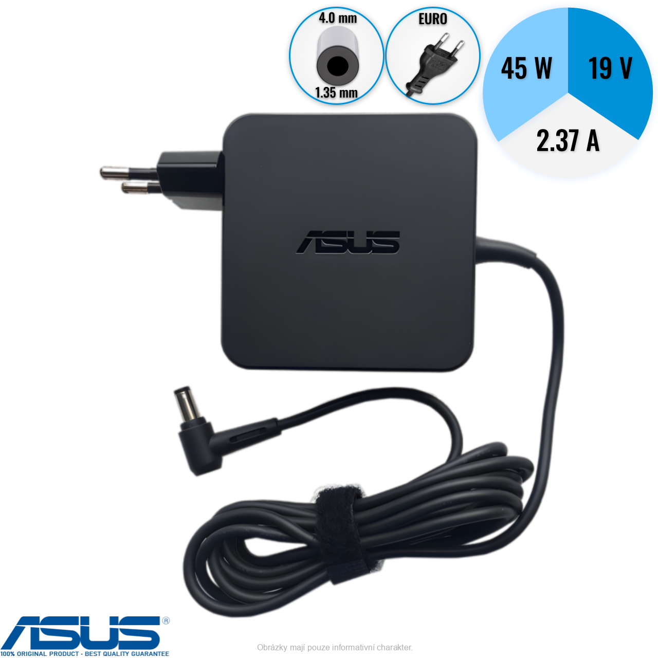 Originální adaptér ASUS AD883020 010H-3LF 2,37 45W (4x1,35mm) - lehce škráblý