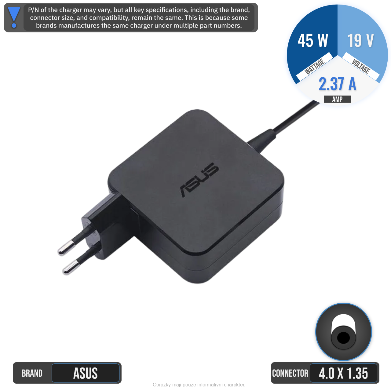 Originální adaptér ASUS AD883020 010H-3LF 2,37 45W (4x1,35mm) - bazar 