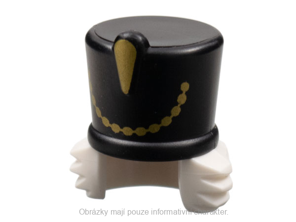 1704pb01 White Hair with Black Shako, Gold Trim