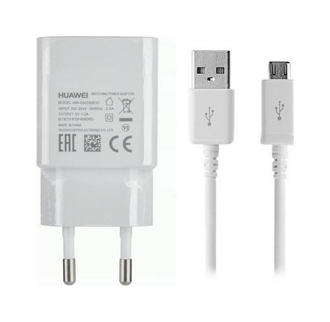 Huawei USB Cestovní nabíječka White HW-050100E01 a Nabíjecí kabel Micro USB