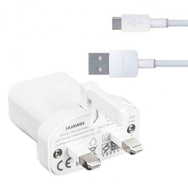 Huawei USB Cestovní nabíječka White HW-050100B01 pro UK a Nabíjecí kabel