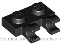 60470b Black Plate, Modified 1 x 2 with 2 Open O Clips