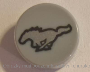 98138pb085 Light Bluish Gray Tile, Round 1 x 1 with Ford Mustang Logo