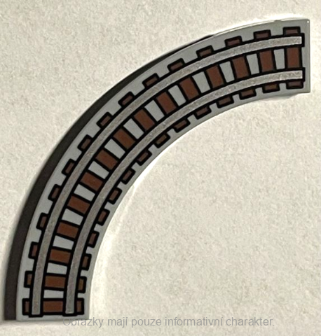 27507pb04 Light Bluish Gray Tile, Round Corner 4 x 4 with Train Track Pattern