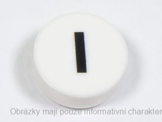 98138pb219 White Tile, Round 1 x 1 with Black Capital Letter I