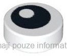 98138pb007 White Tile, Round 1 x 1 with Black Eye with Pupil