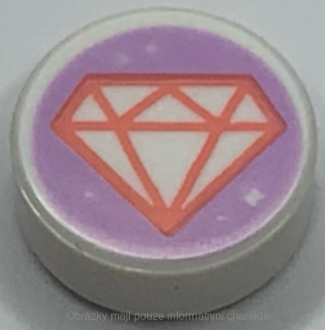 98138pb312 White Tile, Round 1 x 1 with Coral Jewel