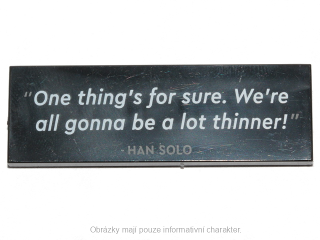 69729pb033 Black Tile 2 x 6 with HAN SOLO Pattern