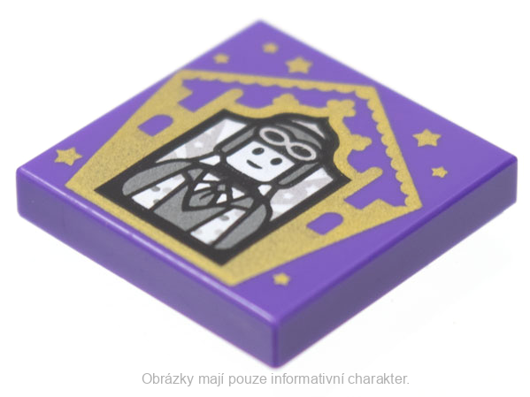 3068bpb1741 Dark Purple Tile 2 x 2 with HP Chocolate Frog Card Jocunda Sykes