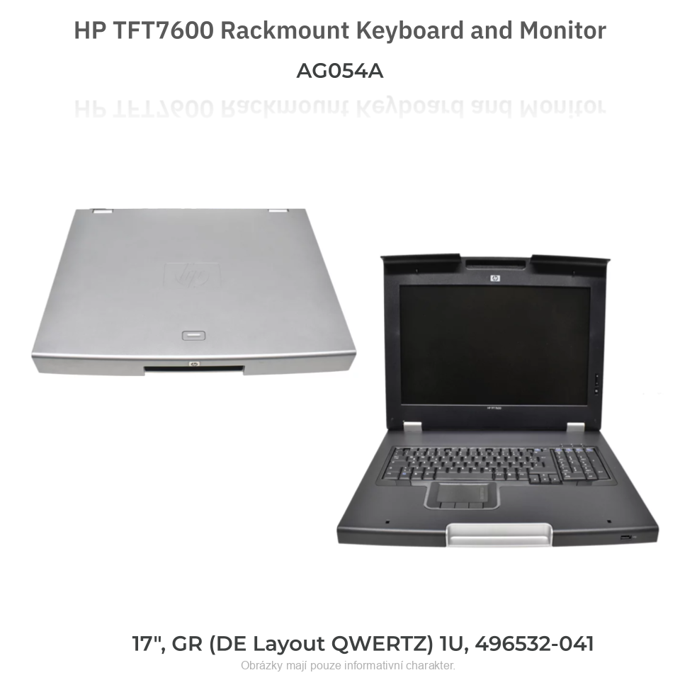 HP TFT7600 Rackmount Keyboard and Monitor Drawer (AG054A), 17", GR klávesnice, 1U, nové zboží