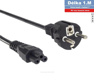 Kabel síťový napájecí Akyga AK-NB-08A 3-pin - Trojlístek 1m