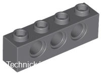 3701 Dark Bluish Gray Technic, Brick 1 x 4 with Holes