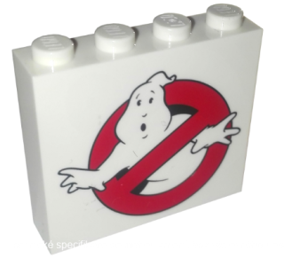 49311pb013 White Brick 1 x 4 x 3 with Ghostbusters Logo Pattern