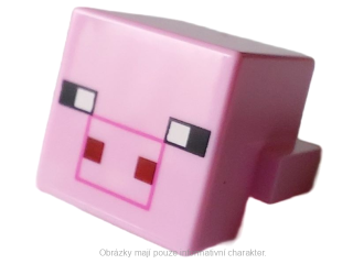 19727pb011 Bright Pink Creature Head Pixelated (Minecraft Pig)