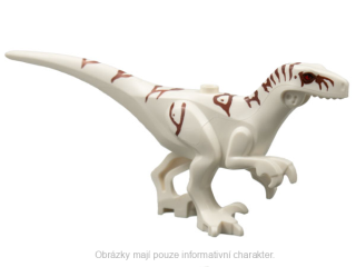 77117pb02 White Dinosaur Body Atrociraptor with Reddish Brown Stripes, Red Eyes