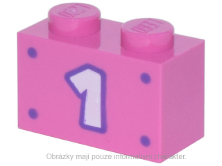 3004pb260 Dark Pink Brick 1 x 2 with White Number 1