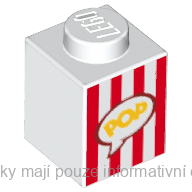 3005pb028 White Brick 1 x 1 Popcorn Box