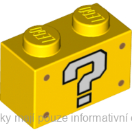 3004pb246 Yellow Brick 1 x 2 with White Question Mark Pattern