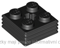 71752 Black Brick, Modified 2 x 2 x 2/3 Ribbed with Axle Hole
