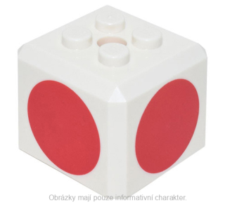 66855pb02 White Brick with Red Circle Pattern on All Sides Super Mario Toad Cap