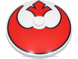3960pb069 White Dish 4 x 4 Inverted (Radar) with SW Red Rebel Logo