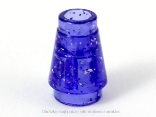 4589b Glitter Trans-Purple Cone 1 x 1 with Top Groove