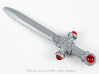 68503pb01 Flat Silver Sword, Ornate with Trans-Red Jewels (Sword of Gryffindor)