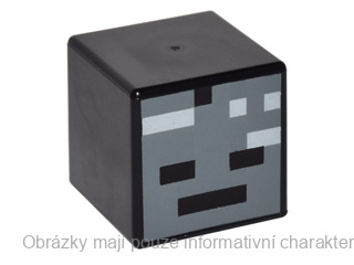 19729pb010 Black Head, Modified Cube Pixelated (Minecraft Wither Skeleton)