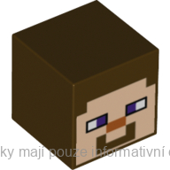 19729pb002 Dark Brown Head, Modified Cube Pixelated (Minecraft Steve)
