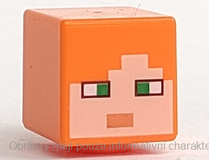 19729pb009 Orange Head, Modified Cube Pixelated (Minecraft Alex)