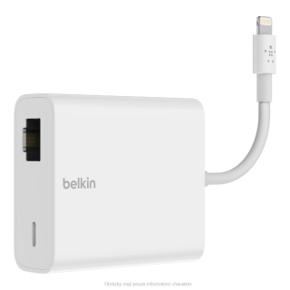 Belkin Lightning adaptér/rozdvojka 1x Lightning M/ 1x Lightning F + Ethernet RJ4