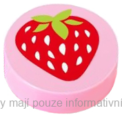 98138pb015 Bright Pink Tile, Round 1 x 1 with Strawberry Pattern