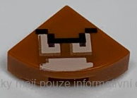25269pb014 Dark Orange Tile, Round 1 x 1 Quarter with Pixelated Goomba Face