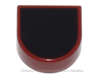 24246pb042 Dark Red Tile, Round 1 x 1 Half Circle Extended with Black Surface