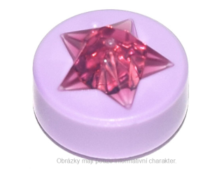 72046pb01 Lavender Tile, Round 1 x 1 x 2/3 with Molded Trans-Dark Pink Star