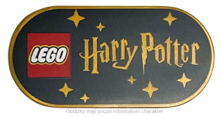 66857pb009 Pearl Gold Tile, Round 2 x 4 Oval with LEGO Logo, 'Harry Potter'