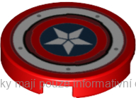 14769pb369 Red Tile, Round 2 x 2 with Bottom Stud Holder Captain America Shield