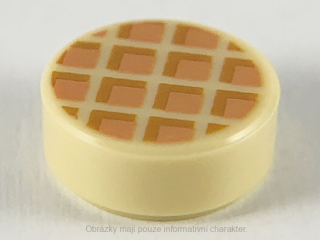 98138pb118 Tan Tile, Round 1 x 1 with Waffle