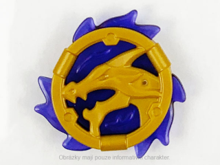 69567pb01 Pearl Gold Ring 3 x 3 with Dragon Head (Ninjago Storm Amulet)