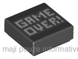 3070bpb231 Black Tile 1 x 1 with Groove with White Pixelated 'GAME OVER!'