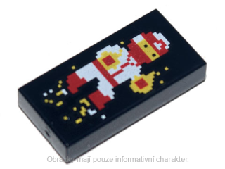 3069bpb0878 Black Tile 1 x 2 with Groove with Pixelated Ninja
