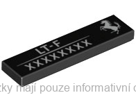 2431pb800 Black Tile 1 x 4 with Ferrari Logo White Horse
