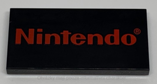 87079pb0751 Black Tile 2 x 4 with Red 'Nintendo' Pattern
