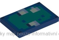 26603pb218 Dark Blue Tile 2 x 3 with Minecraft Sand Green Squid Face