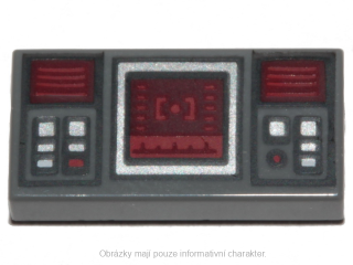 3069bpb0777 Dark Bluish Gray Tile 1 x 2 with SW Dark Red Target Screen