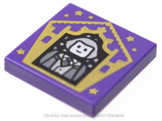 3068bpb1737 Dark Purple Tile 2 x 2 with Chocolate Frog Card Garrick Ollivander
