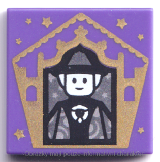 3068bpb1746 Dark Purple Tile 2 x 2 with HP Chocolate Frog Card Minerva McGonagal