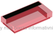 3069bpb1093 Trans-Red Tile 1 x 2 with Groove with Black Stripe Pattern