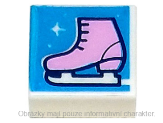 3070bpb237 White Tile 1 x 1 with Groove with Bright Pink Ice Skate